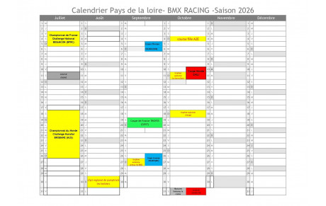 Calendrier saison 2026